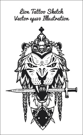 hand drawn illustration of lion sketchのイラスト素材