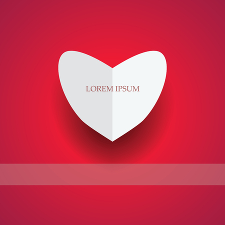 paper heart on red backgroundのイラスト素材