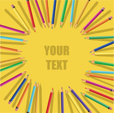 vector Color pencils on yellow backgroundのイラスト素材