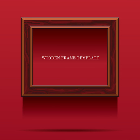 brown wooden frame on red backgroundのイラスト素材