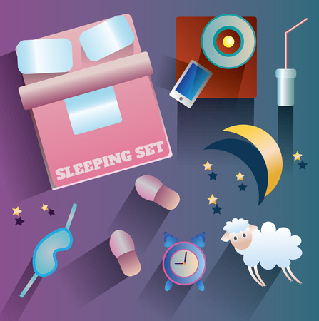 illustration of icons about sleeping themeのイラスト素材