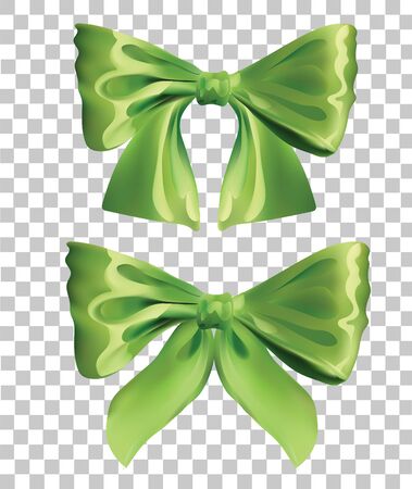 Vector Two Green Bow Set  Isolatedのイラスト素材