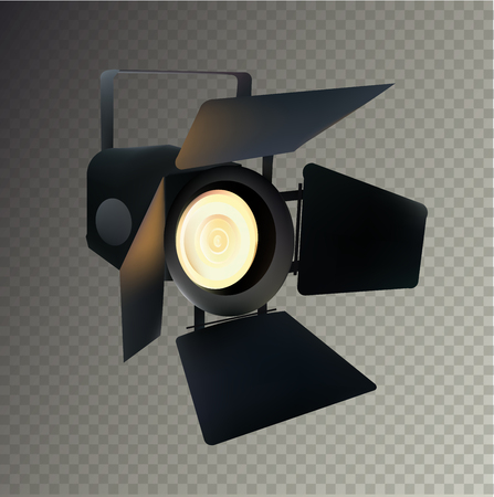 Realistic Transparent Spotlight for Show and Scene. Isolated Illustrationのイラスト素材