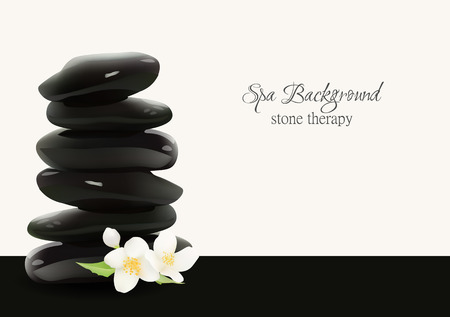 Spa Stones Realistic Vector Background. Isolated Vector Illustration. Template  for Cosmetic Shop, Spa Salon, Beauty Products Package, Medical Care Treatment. Web Site Design . Wallpaper and Backdrop.のイラスト素材