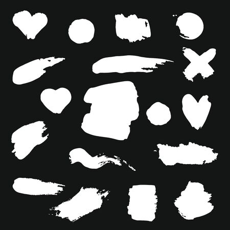 Set of  Brush Modern Strokes and Stains Isolated On White Background.のイラスト素材