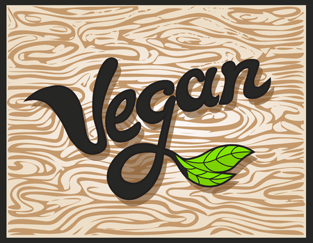 Vegan Word Inscription. Vector element for label, logo, badge, sticker, menu or icon. Calligraphic and typographic Illustration. Handwritten lettering.のイラスト素材