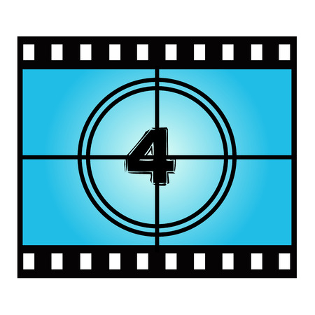 Film Screen Countdown Number Four . Vector Movie Illustrationのイラスト素材