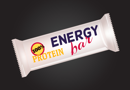 White Blank Food Packaging For Biscuit, Wafer, Crackers, Sweets, Chocolate Bar, Candy Bar, Snacks . Protein Bar Design Template. Isolated On White Background. Package Mock-up.のイラスト素材
