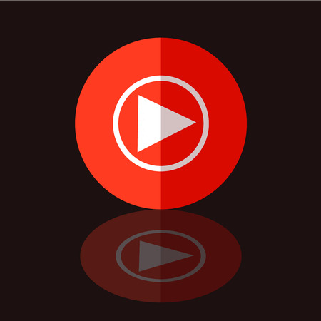 Flat Red Play Icon in Circle Frame for Web, App, Internet, Smartphone Interface. Vector Buttonのイラスト素材