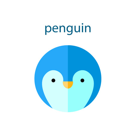 Line Animal Head Icon Set. Vector Illustration.Penguinのイラスト素材