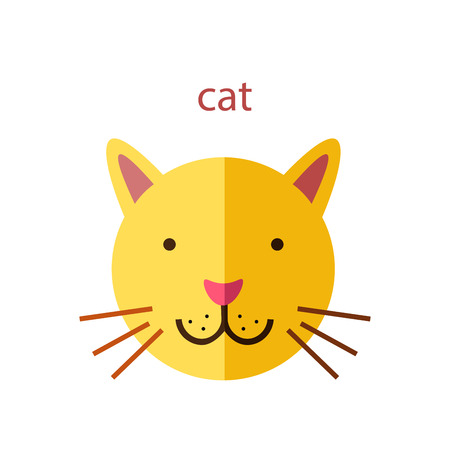 Line Animal Head Icon Set. Vector Illustration.Catのイラスト素材