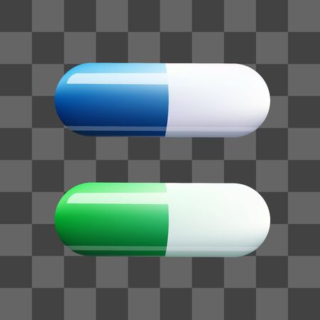 Colorful Medicine Pills and Capsules. Vector Set. Isolated Objectsのイラスト素材