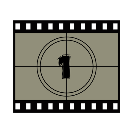 Film Screen Countdown Numbers. Vector Movie Illustrationのイラスト素材