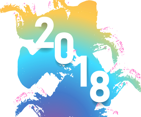 2018 new year text design. Vector illustration. For poster,flyer, greeting card, banner.のイラスト素材