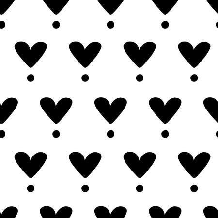 Seamless abstract pattern with scandinavian minimalistic style with hearts and dots. Vector hygge designのイラスト素材