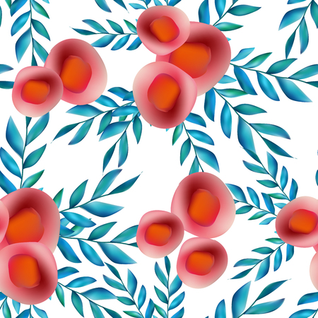 Beautiful floral pattern with roses and petals. Gradient colors. Vector illustration.のイラスト素材