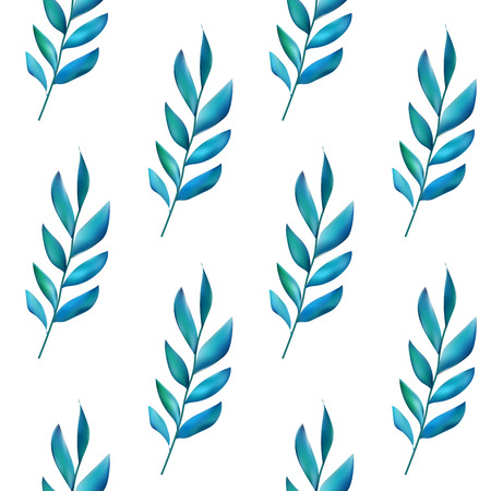 Pattern with green leaves in gradient color style. Foliage illustration. Vector designのイラスト素材