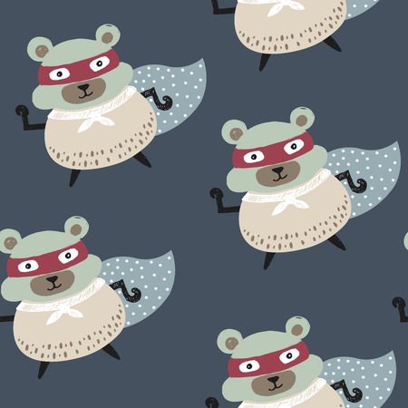Hand drawn hamster kids pattern. Cartoon childish illustration. Vector artのイラスト素材