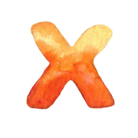 Watercolor hand painted letter x. Hand drawn fontの写真素材