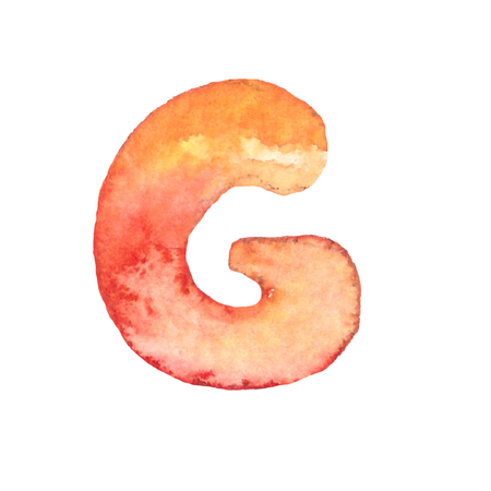 Watercolor hand painted letter g. Hand drawn fontの写真素材