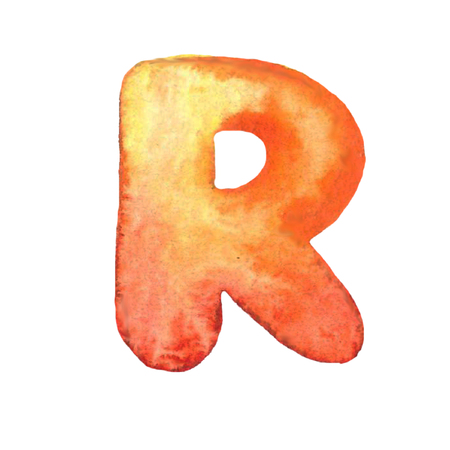 Watercolor hand painted letter r. Hand drawn fontの写真素材
