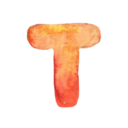 Watercolor hand painted letter t. Hand drawn fontの写真素材