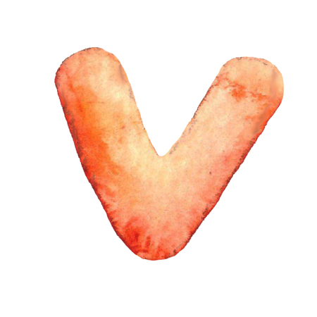 Watercolor hand painted letter v. Hand drawn fontの写真素材