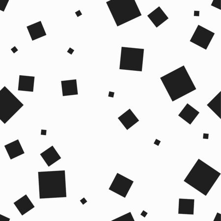 Simple black and white minimalist pattern design. Abstract square background with different geometric shapes. Vector seamless digital illustrationのイラスト素材