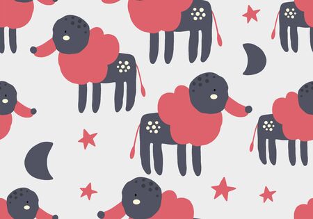 Abstract baby pattern with dog. Animal seamless cartoon illustration. Vector digital background with character artのイラスト素材