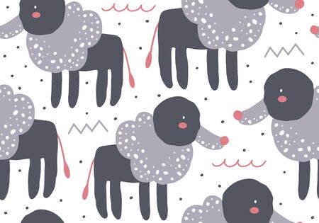 Abstract baby pattern with dog. Animal seamless cartoon illustration. Vector digital background with character artのイラスト素材