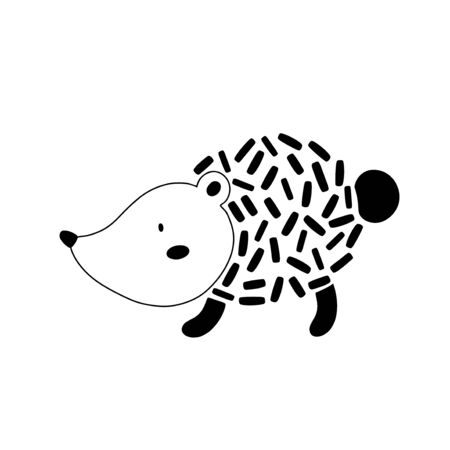 Hedgehog character design. Cute cartoon animal vector illustration. Abstract icon for baby posters, art prints, fashion apparel or stickers.のイラスト素材