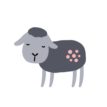 Sheep character design. Cute cartoon animal vector illustration. Abstract icon for baby posters, art prints, fashion apparel or stickers.のイラスト素材