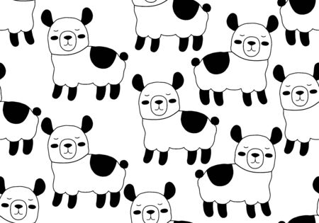 Llama baby cartoon pattern. Abstract animal backgroundのイラスト素材