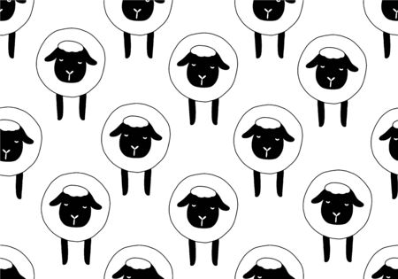 Animal seamless pattern with sheep. Vector backgroundのイラスト素材