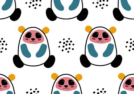 Seamless pattern with panda. Animal backround for babiesのイラスト素材