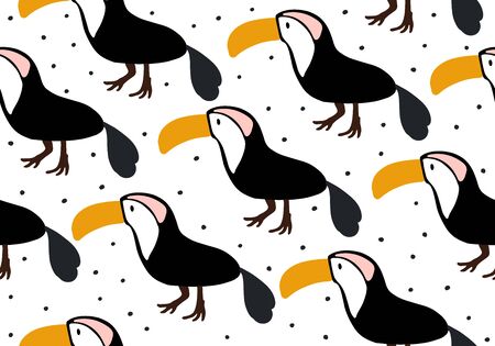 Baby background with parrot, seamless summer animal pattern. Vector digital paperのイラスト素材