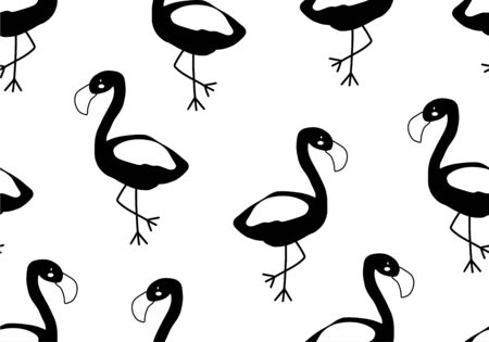 Tropical baby seamless pattern with flamingo. Nursery abstract cartoon backgroundのイラスト素材