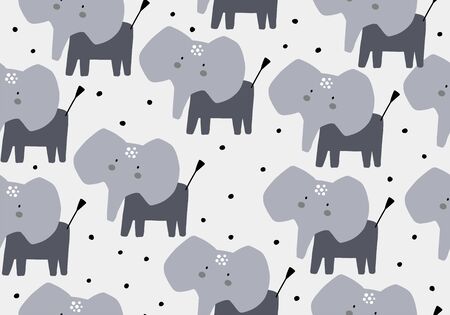 Elephant seamless pattern. Animal jungle baby vector backgroundのイラスト素材