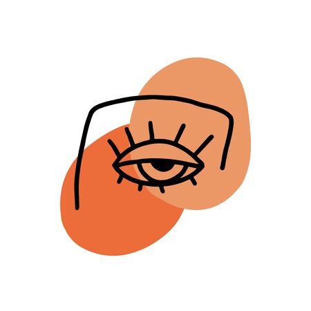 Continuous line art abstract woman face. Contemporary girl portrair vector illustrationのイラスト素材