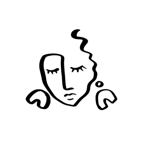 Continuous line art abstract woman face. Contemporary girl portrair vector illustrationのイラスト素材