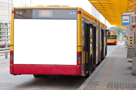 Blank billboard on back of a bus for your advertisement