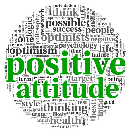 Positive attitude concept in word tag cloud on white backgroundの写真素材