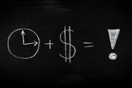 Money and time is success - concept illustrated on chalkboard