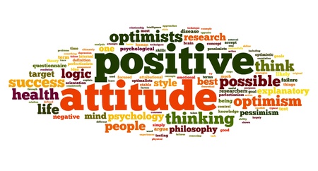 Positive attitude concept in word tag cloud on white backgroundの写真素材