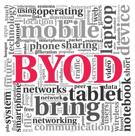 BYOD - bring your own device concept in tag cloudの写真素材