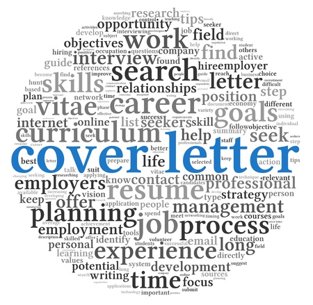 Cover letter concept in word tag cloud on white backgroundの写真素材