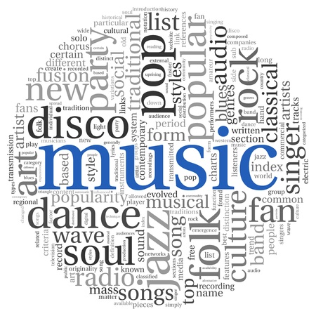 Music styles concept in word tag cloud on whiteの写真素材