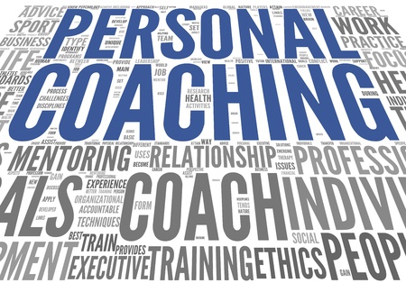 Personal coaching concept related words in tag cloud isolated on whiteの写真素材