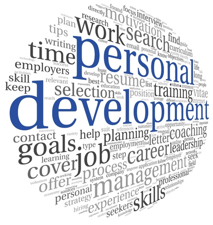 Personal development concept in word tag cloud on whiteの写真素材