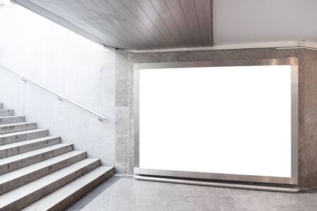 Blank billboard located in underground hall
